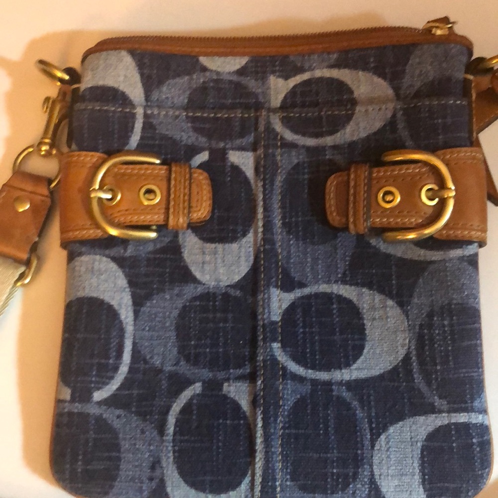 Coach Purse shoulder bag blue Jean pattern